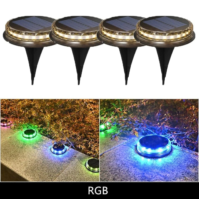 Verthara Solar LED Disk Lights for Outdoor Garden – IP65 Waterproof, Dusk-to-Dawn Sensor, 17 LEDs, Durable Landscape Lighting Color light / 1pcs