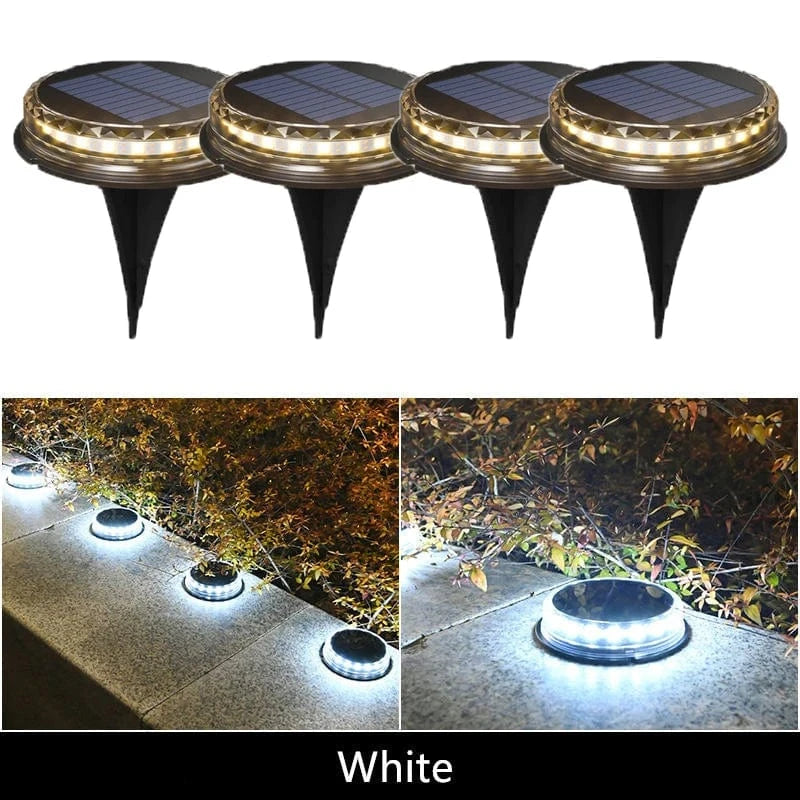 Verthara Solar LED Disk Lights for Outdoor Garden – IP65 Waterproof, Dusk-to-Dawn Sensor, 17 LEDs, Durable Landscape Lighting White light / 1pcs