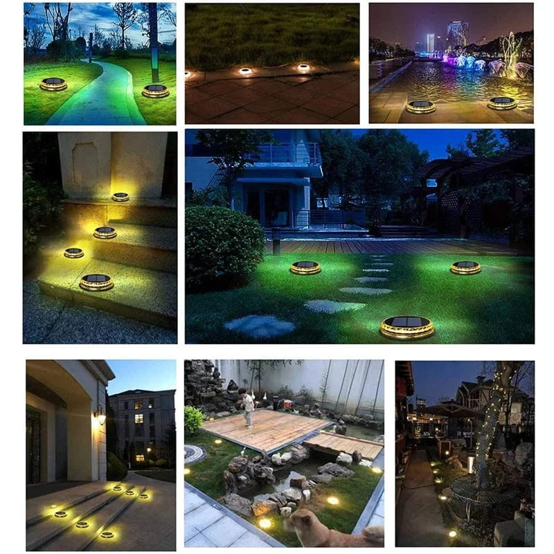 Verthara Solar LED Disk Lights for Outdoor Garden – IP65 Waterproof, Dusk-to-Dawn Sensor, 17 LEDs, Durable Landscape Lighting