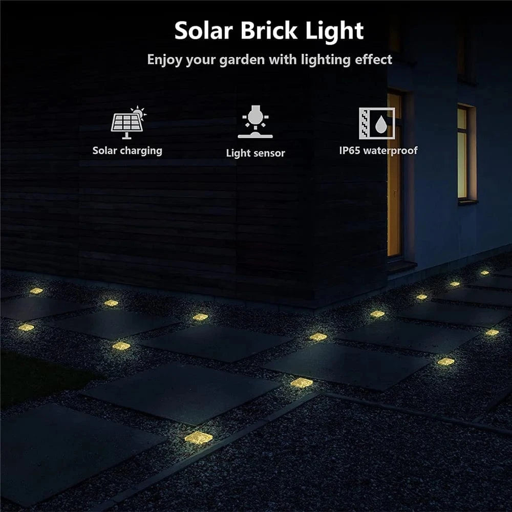 Verthara Solar LED Garden Brick Light – Waterproof – Rechargeable – Outdoor Lighting - Decorative Colour Options - Soft Ambient Illumination