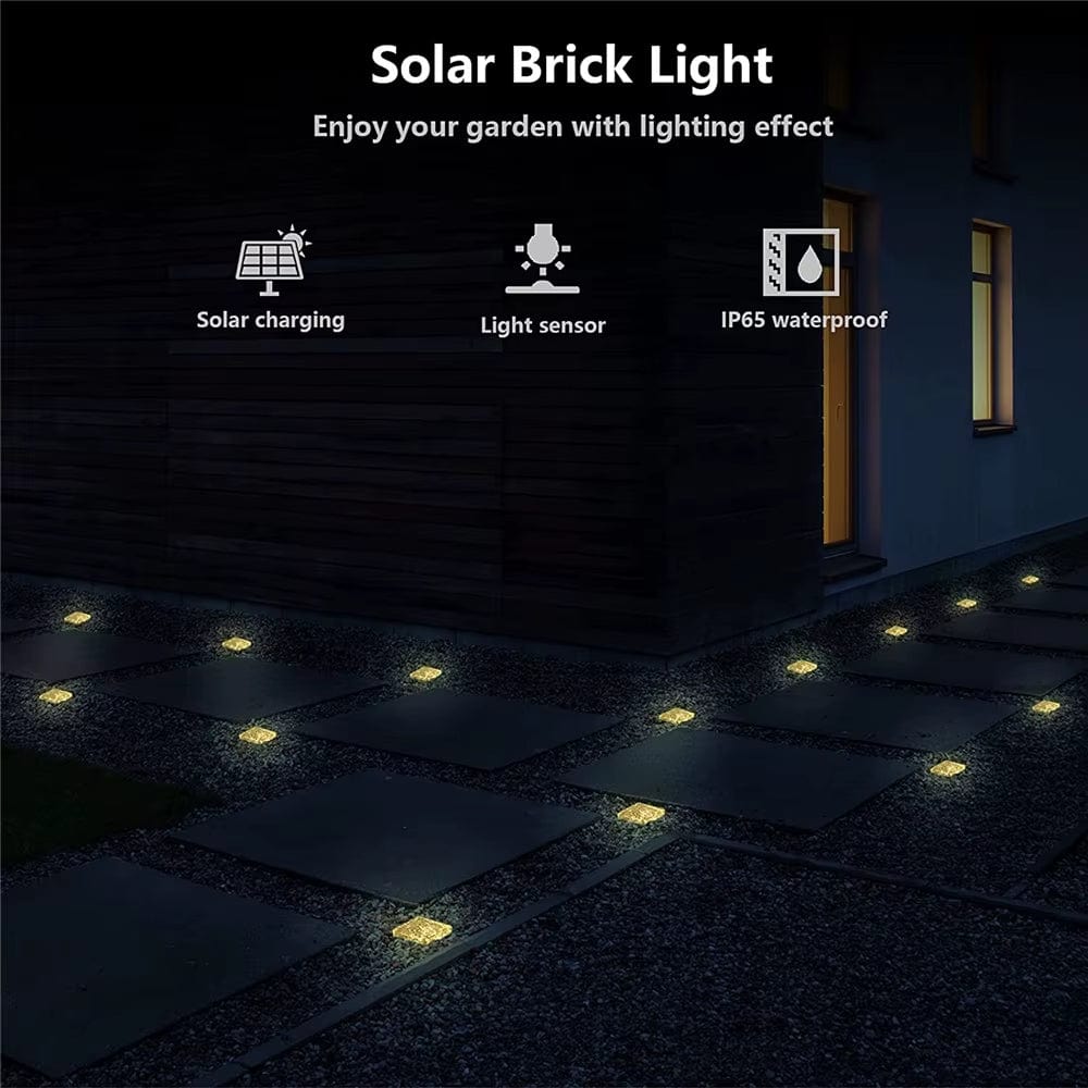 Verthara Solar LED Garden Brick Light – Waterproof – Rechargeable – Outdoor Lighting - Decorative Colour Options - Soft Ambient Illumination