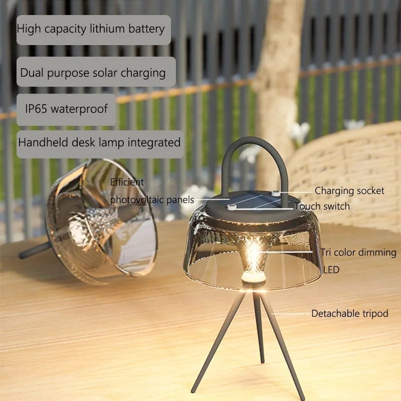 Verthara Solar LED Hanging Lantern - Waterproof - USB Rechargeable - Three Lighting Modes - Ideal For Outdoor - Garden - Patio - Camping
