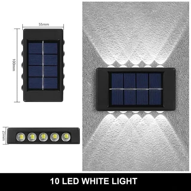 Verthara Solar LED Outdoor Wall Light – Waterproof - Auto On/Off - Warm White - Durable ABS - Easy Installation - IP65 Rated 10LED white
