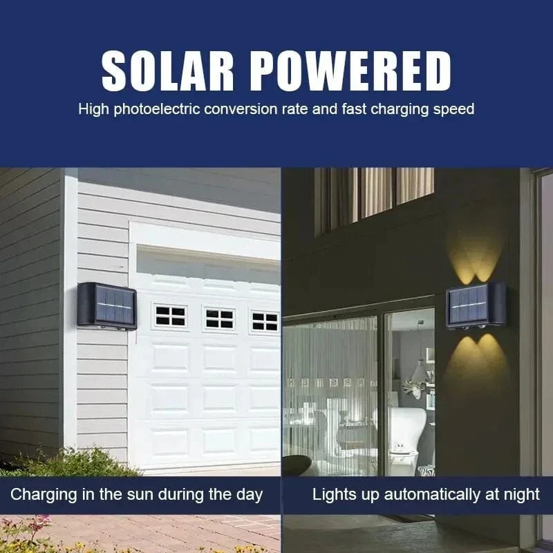 Verthara Solar LED Outdoor Wall Light – Waterproof - Auto On/Off - Warm White - Durable ABS - Easy Installation - IP65 Rated