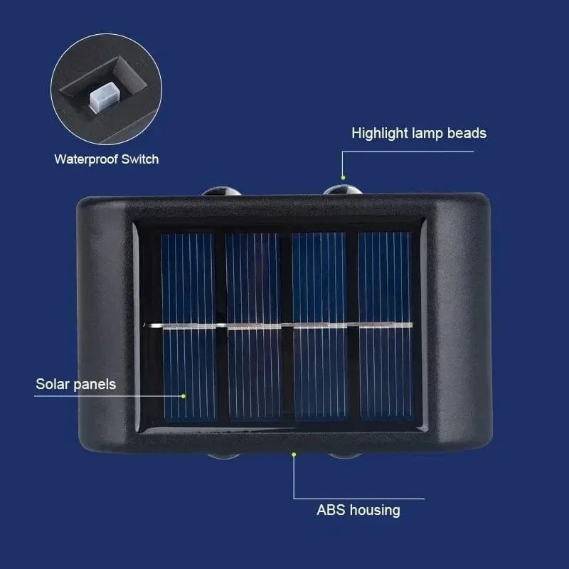 Verthara Solar LED Outdoor Wall Light – Waterproof - Auto On/Off - Warm White - Durable ABS - Easy Installation - IP65 Rated
