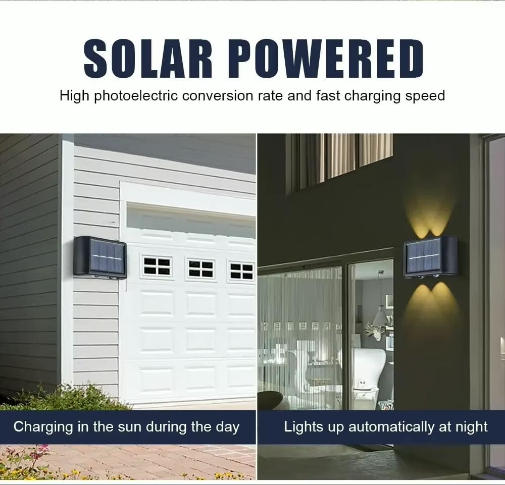 Verthara Solar LED Outdoor Wall Light – Waterproof - Auto On/Off - Warm White - Durable ABS - Easy Installation - IP65 Rated