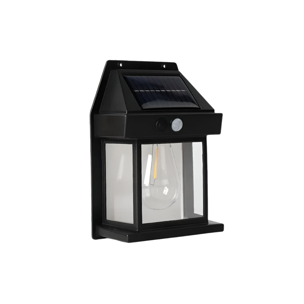 Verthara Solar LED Outdoor Wall Light With Motion Sensor – Energy-Efficient - Waterproof - Warm Light - Three Lighting Modes - Ideal For Gardens Black / 1