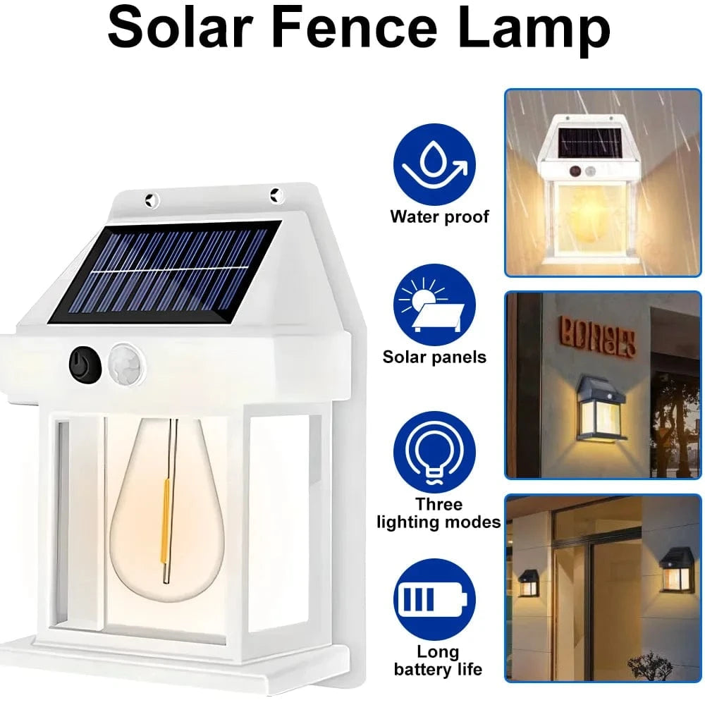 Verthara Solar LED Outdoor Wall Light With Motion Sensor – Energy-Efficient - Waterproof - Warm Light - Three Lighting Modes - Ideal For Gardens