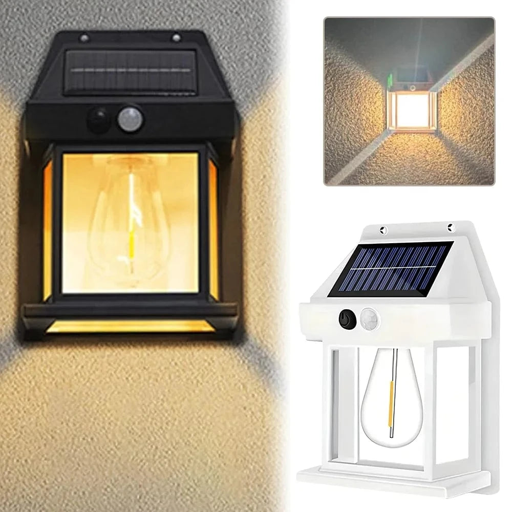 Verthara Solar LED Outdoor Wall Light With Motion Sensor – Energy-Efficient - Waterproof - Warm Light - Three Lighting Modes - Ideal For Gardens