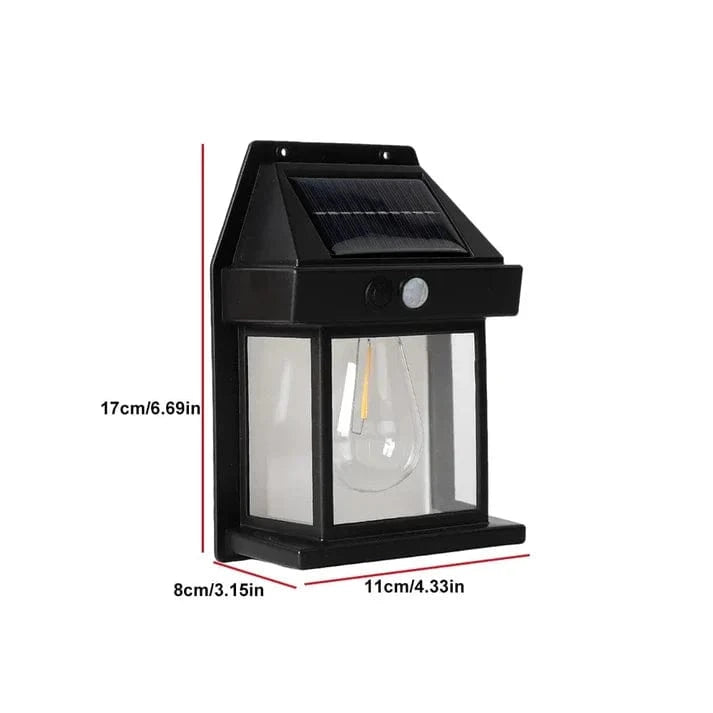 Verthara Solar LED Outdoor Wall Light With Motion Sensor – Energy-Efficient - Waterproof - Warm Light - Three Lighting Modes - Ideal For Gardens