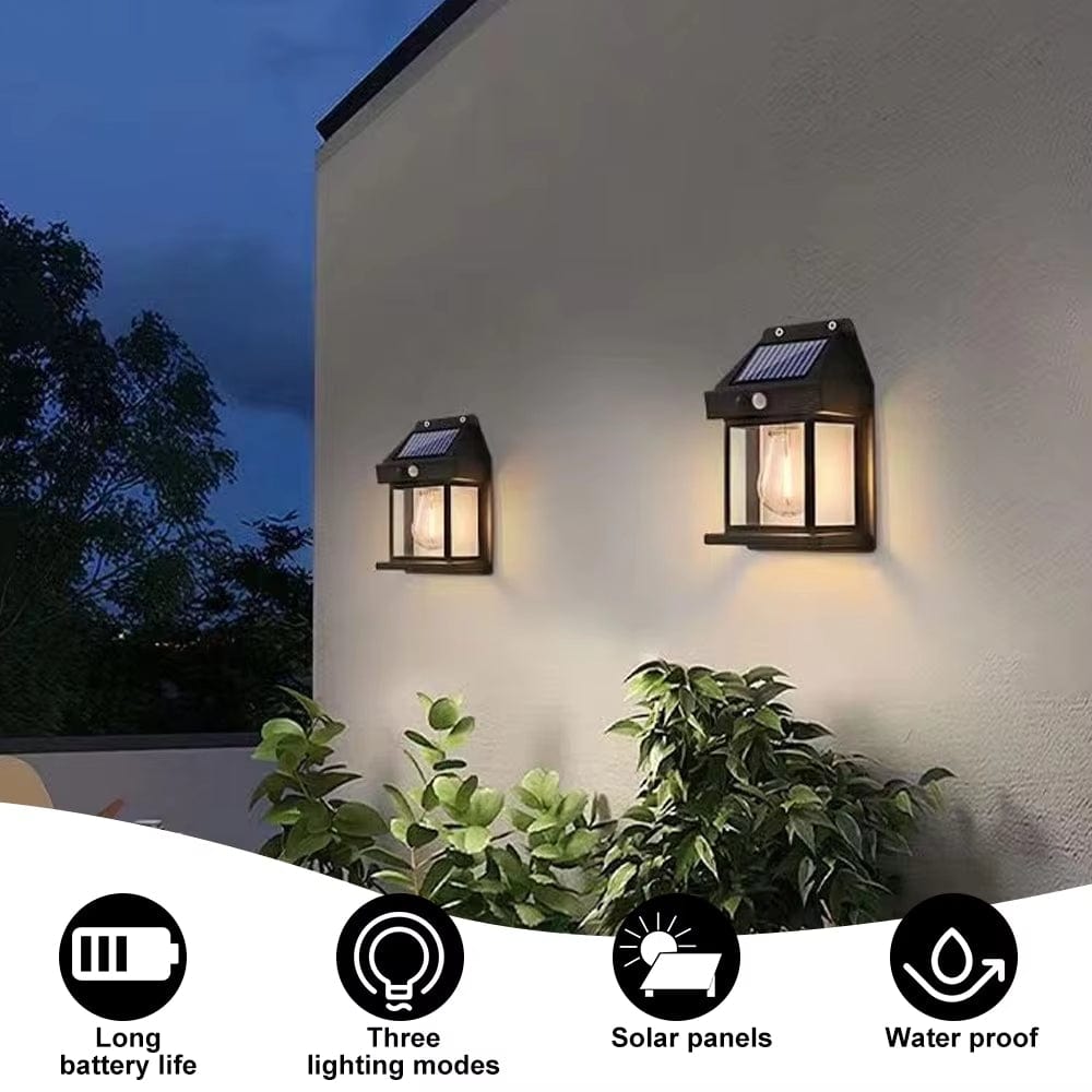Verthara Solar LED Outdoor Wall Light With Motion Sensor – Energy-Efficient - Waterproof - Warm Light - Three Lighting Modes - Ideal For Gardens