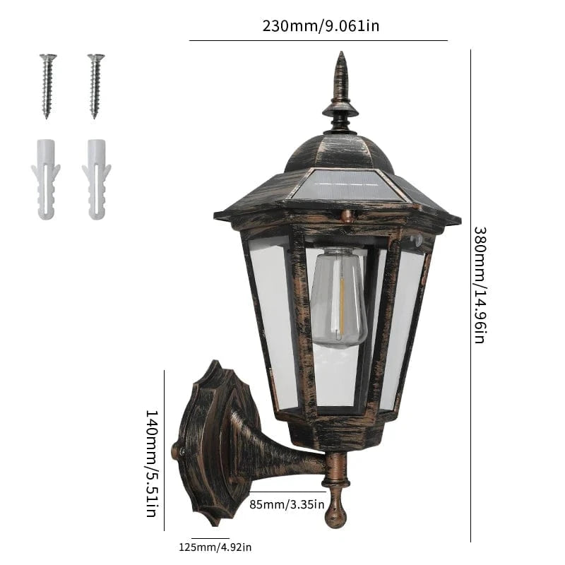 Verthara Solar LED Pathway Lights - Retro Design - Intelligent Light Control - Waterproof - Easy Installation - Two-Colour Options Antique brass-868X3