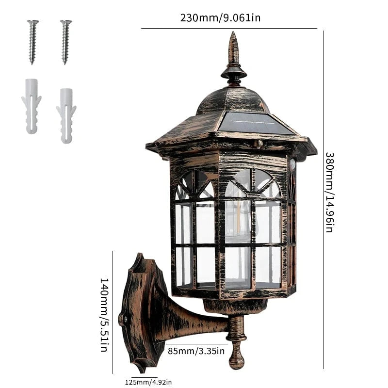 Verthara Solar LED Pathway Lights - Retro Design - Intelligent Light Control - Waterproof - Easy Installation - Two-Colour Options Antique brass