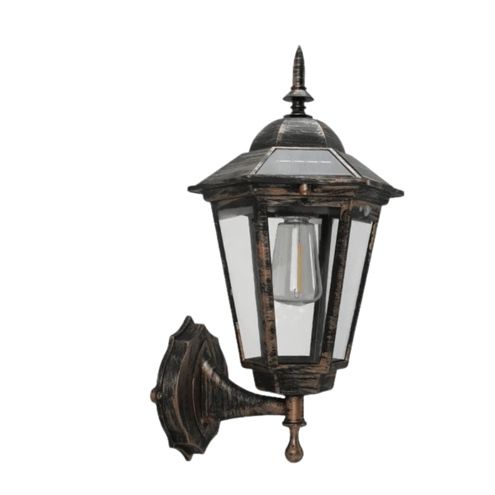 Verthara Solar LED Pathway Lights - Retro Design - Intelligent Light Control - Waterproof - Easy Installation - Two-Colour Options Antique brass 1
