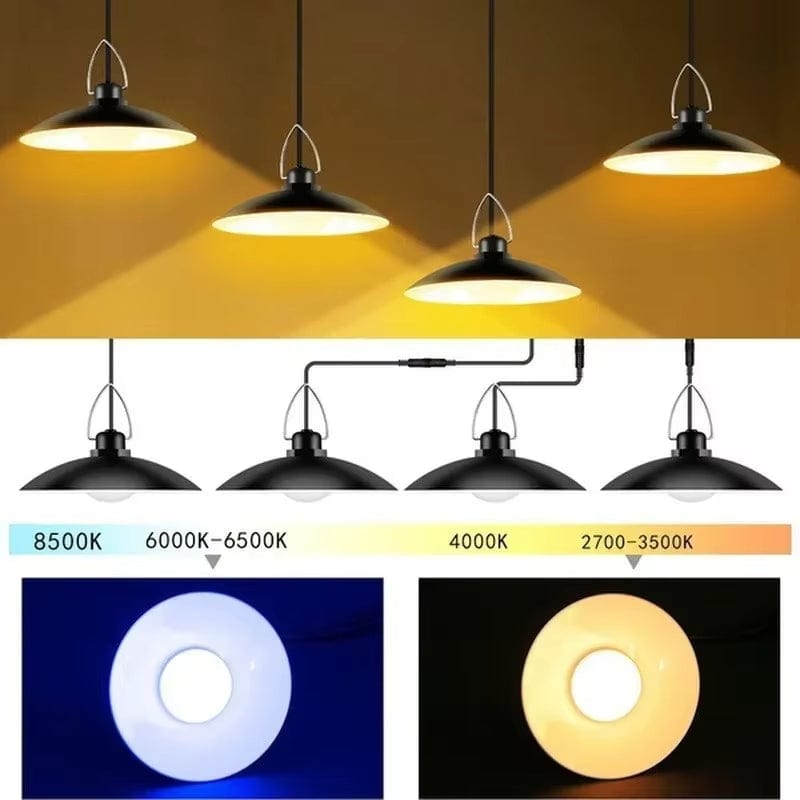 Verthara Solar LED Pendant Light With Remote Control – Waterproof - Double-Head Chandelier - Adjustable Colour Temperature - Indoor/Outdoor Use