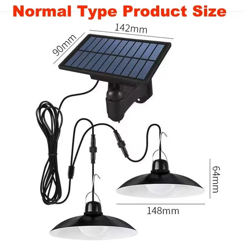 Verthara Solar LED Pendant Light With Remote Control – Waterproof - Double-Head Chandelier - Adjustable Colour Temperature - Indoor/Outdoor Use