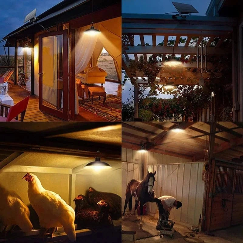 Verthara Solar LED Pendant Light With Remote Control – Waterproof - Double-Head Chandelier - Adjustable Colour Temperature - Indoor/Outdoor Use