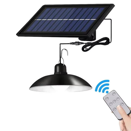 Verthara Solar LED Pendant Light With Remote Control – Waterproof - Double-Head Chandelier - Adjustable Colour Temperature - Indoor/Outdoor Use