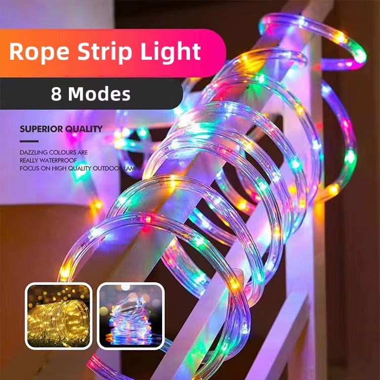 Verthara Solar LED Rope Light – Waterproof – 300 LEDs – 8 Lighting Modes – Outdoor Christmas Lights – Warm White/Colourful Options