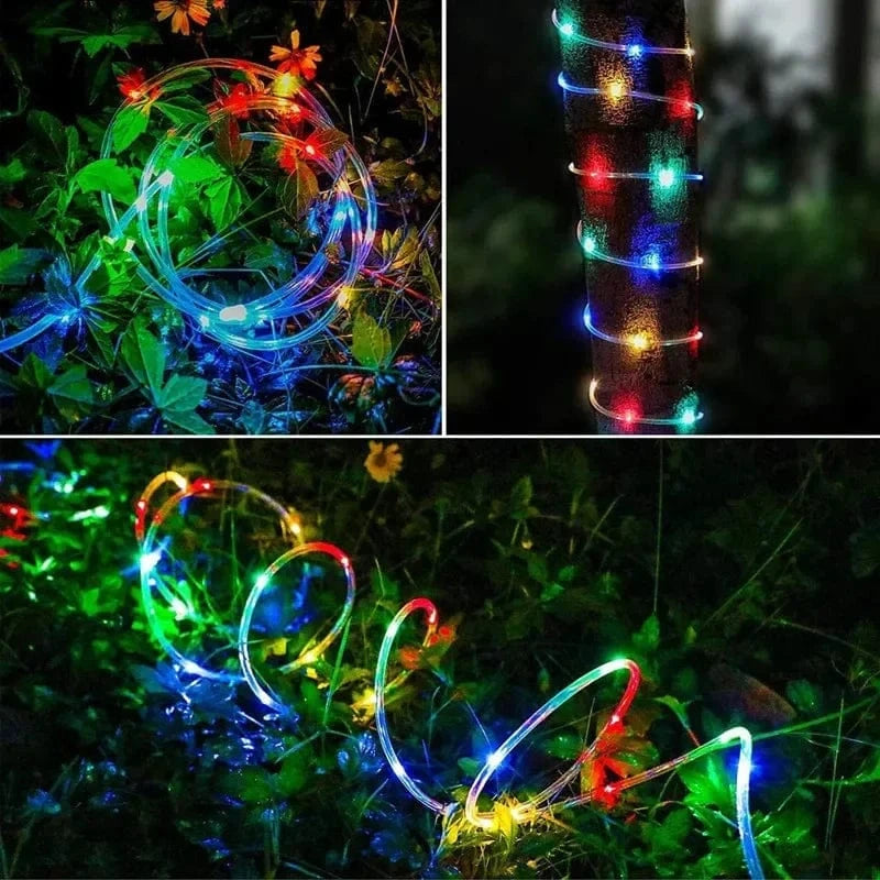 Verthara Solar LED Rope Light – Waterproof – 300 LEDs – 8 Lighting Modes – Outdoor Christmas Lights – Warm White/Colourful Options