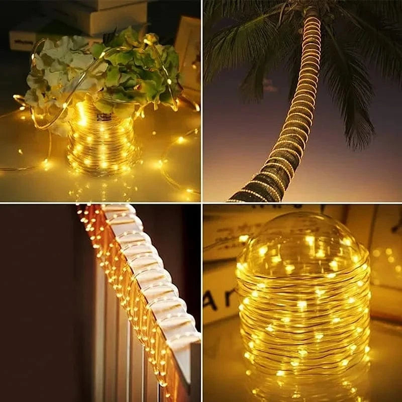 Verthara Solar LED Rope Light – Waterproof – 300 LEDs – 8 Lighting Modes – Outdoor Christmas Lights – Warm White/Colourful Options