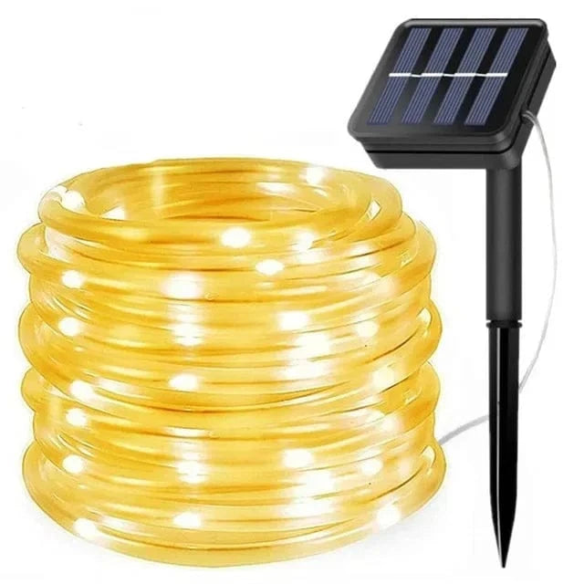 Verthara Solar LED Rope Light – Waterproof – 300 LEDs – 8 Lighting Modes – Outdoor Christmas Lights – Warm White/Colourful Options Warm Light / 32M300Leds