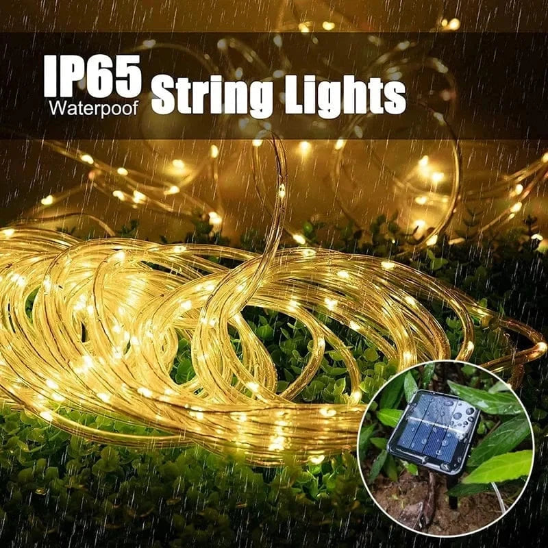 Verthara Solar LED Rope Light – Waterproof – 300 LEDs – 8 Lighting Modes – Outdoor Christmas Lights – Warm White/Colourful Options