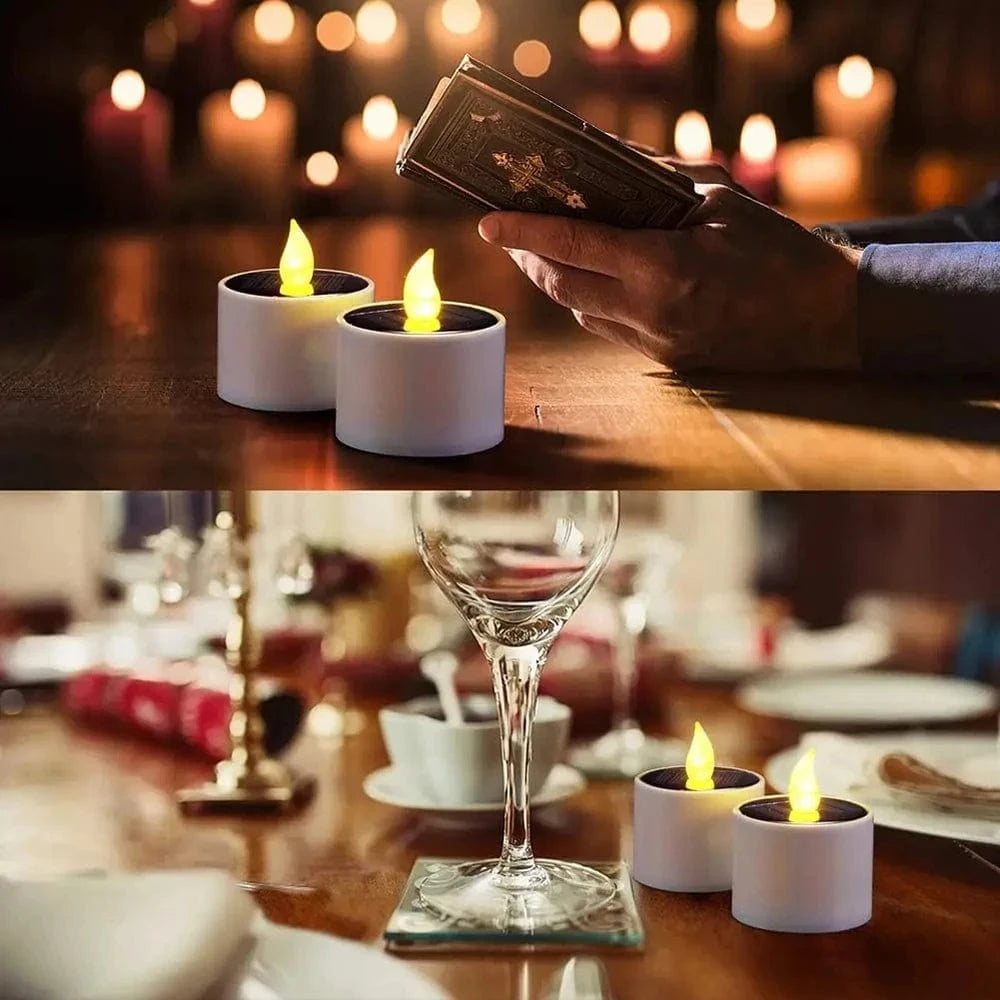 Verthara Solar LED Tea Light Candles – Flameless - Waterproof - Rechargeable - Warm Light - Ideal For Indoor And Outdoor Decor