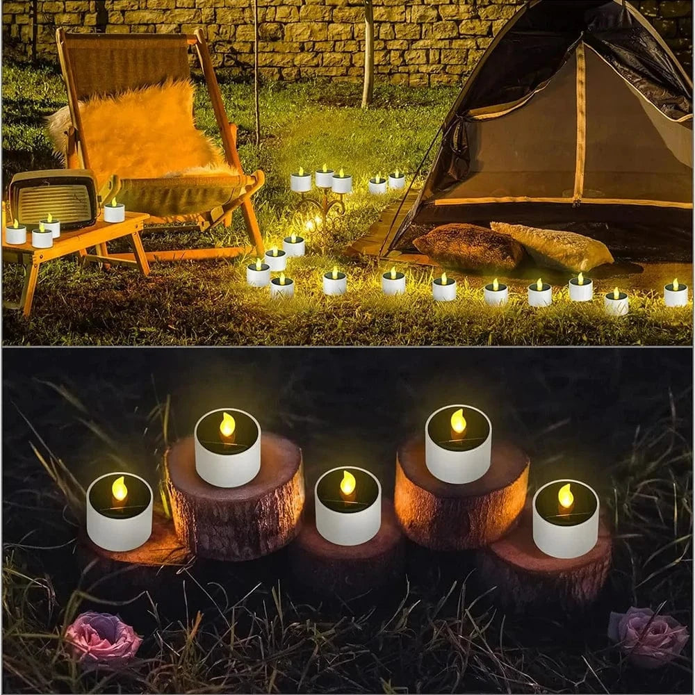 Verthara Solar LED Tea Light Candles – Flameless - Waterproof - Rechargeable - Warm Light - Ideal For Indoor And Outdoor Decor