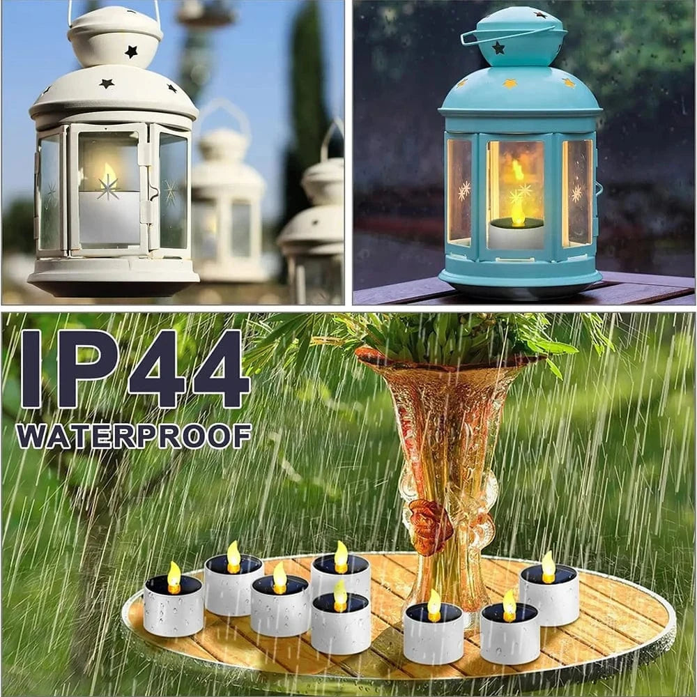 Verthara Solar LED Tea Light Candles – Flameless - Waterproof - Rechargeable - Warm Light - Ideal For Indoor And Outdoor Decor