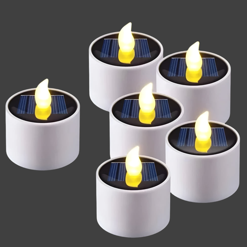 Verthara Solar LED Tea Light Candles – Flameless - Waterproof - Rechargeable - Warm Light - Ideal For Indoor And Outdoor Decor 6PCS