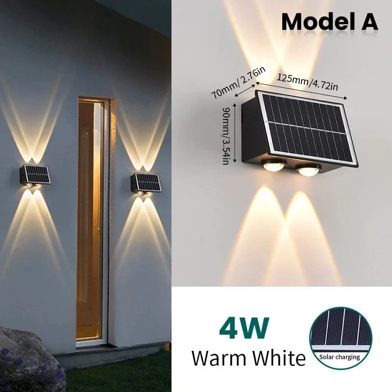 Verthara Solar LED Up and Down Wall Light - 4W to 8W 4 LED-Warm