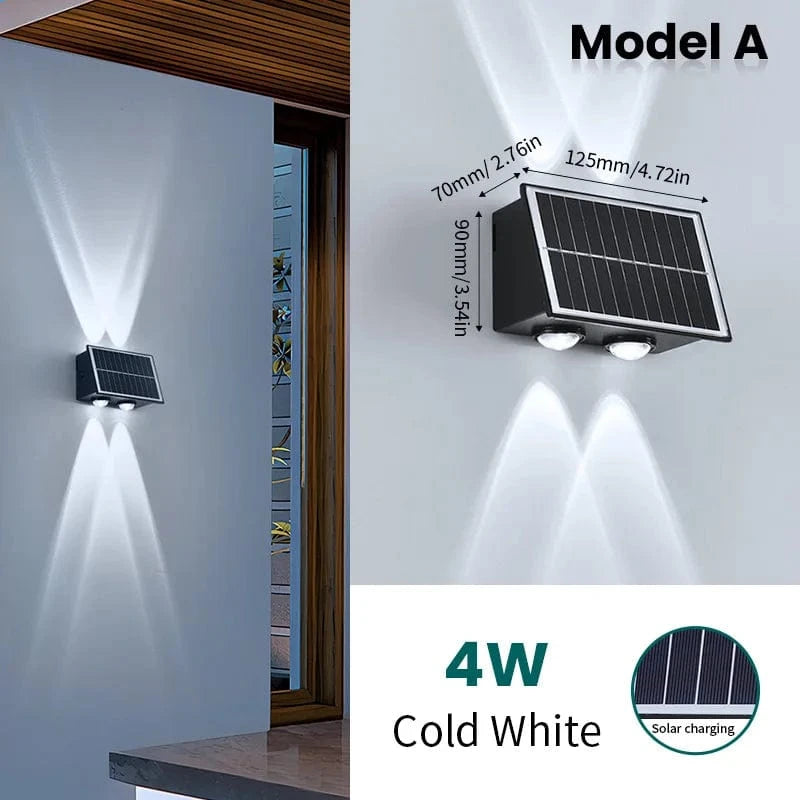 Verthara Solar LED Up and Down Wall Light - 4W to 8W 4 LED-Cold