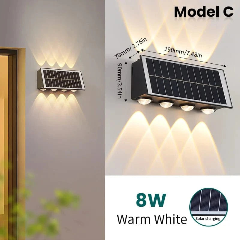 Verthara Solar LED Up and Down Wall Light - 4W to 8W 8 LED-Warm