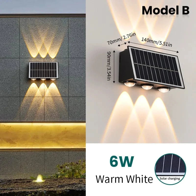 Verthara Solar LED Up and Down Wall Light - 4W to 8W 6 LED-Warm