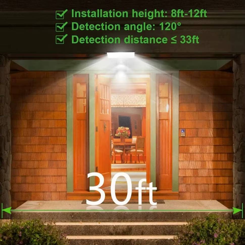 Verthara Solar Outdoor Motion Sensor Wall Light – IP65 Waterproof Garden Spotlight with 4 Lighting Modes Default