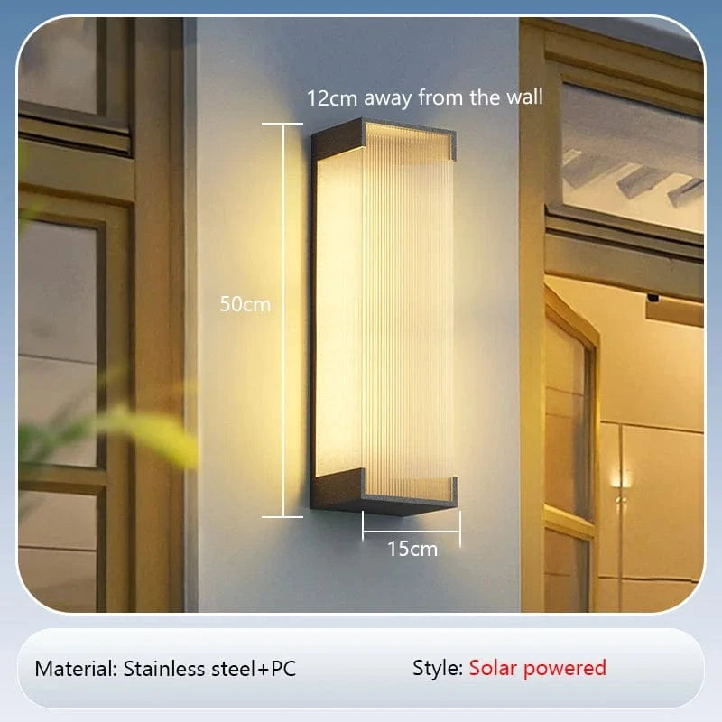 Verthara Solar Outdoor Wall Light – Waterproof Stainless Steel Garden Lantern with Automatic On/Off Sensor for Patios and Balconies D 50cm