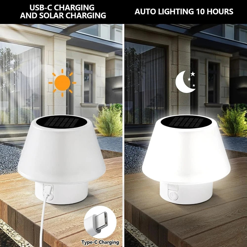 Verthara Solar Portable Table Lamp with 4 Lighting Modes – Waterproof LED Light for Indoor and Outdoor Use