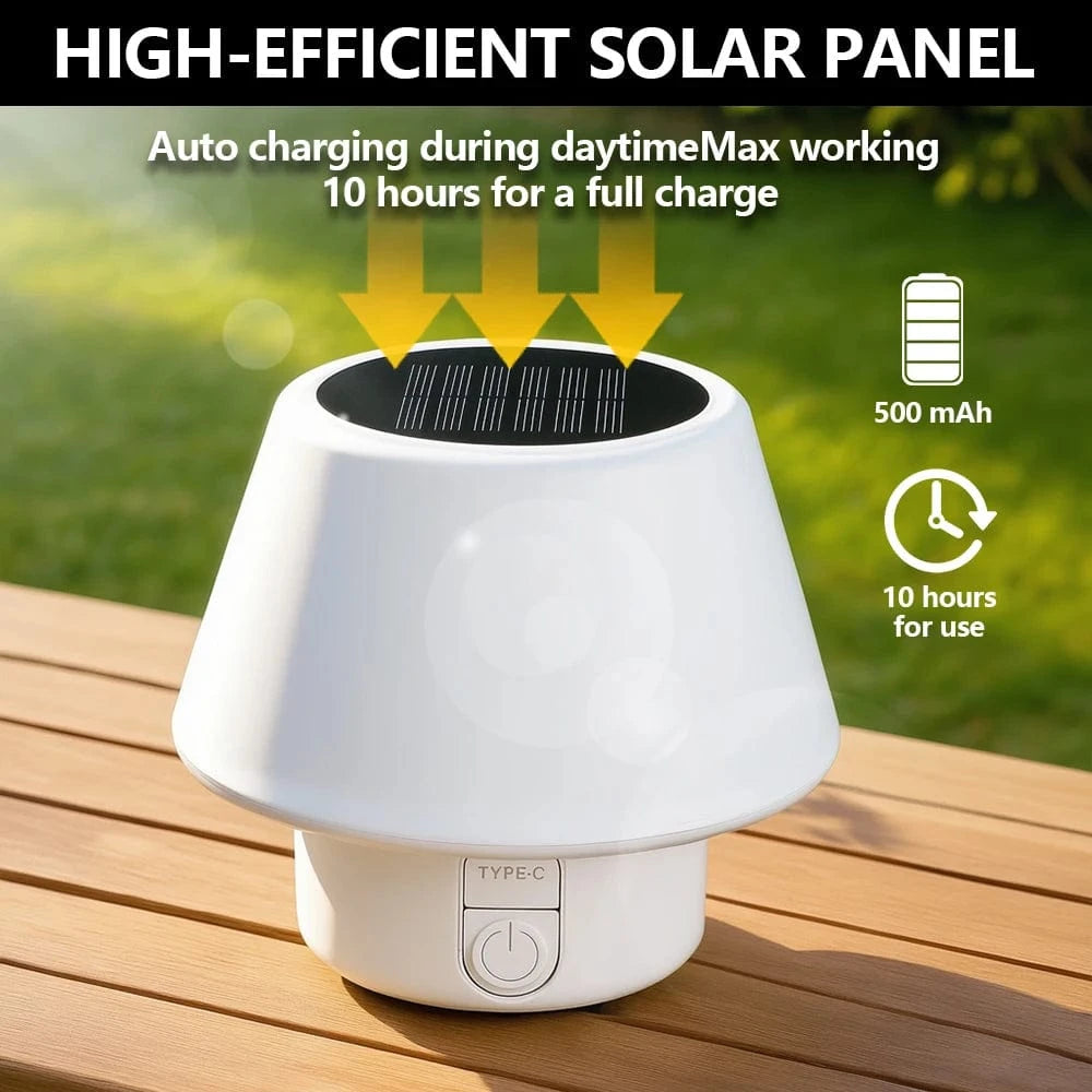 Verthara Solar Portable Table Lamp with 4 Lighting Modes – Waterproof LED Light for Indoor and Outdoor Use