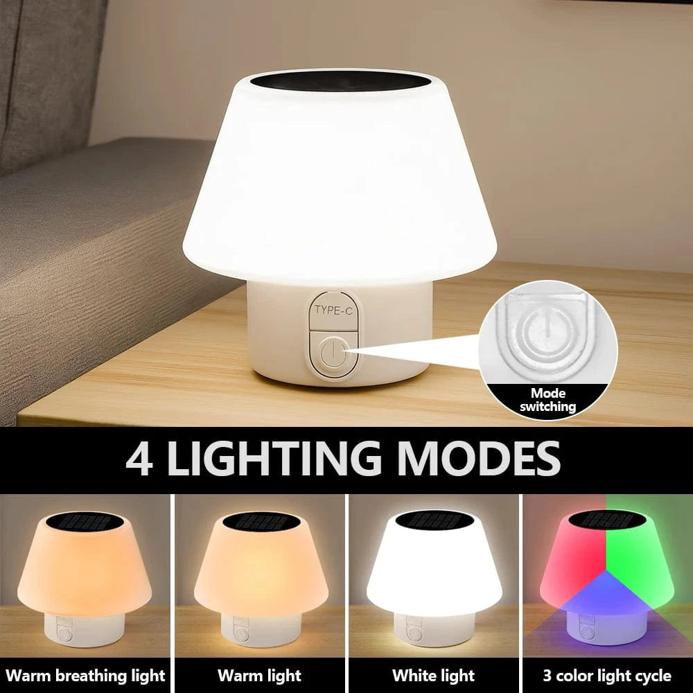 Verthara Solar Portable Table Lamp with 4 Lighting Modes – Waterproof LED Light for Indoor and Outdoor Use