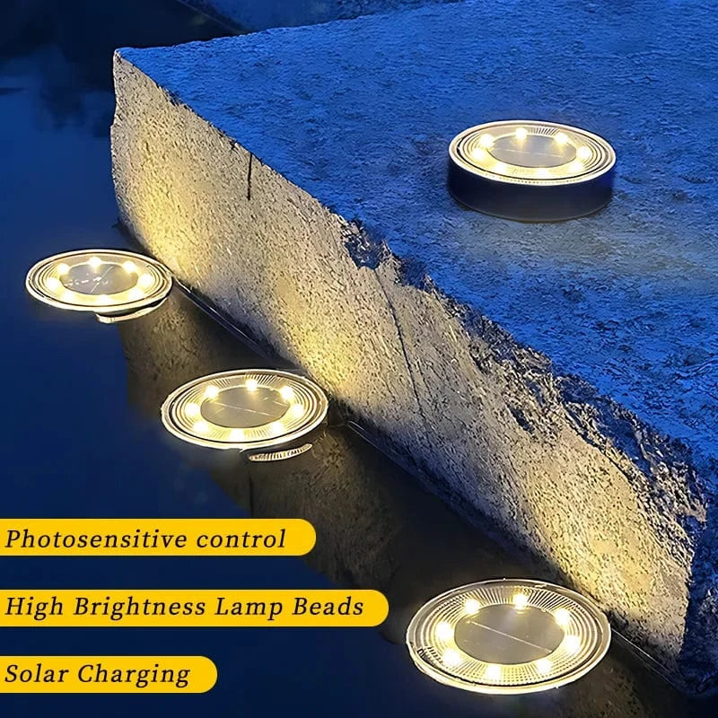 Verthara Solar Powered LED Ground Lights – In-Ground Installation – Waterproof - Durable ABS - Automatic Dusk to Dawn - Ideal for Garden and Pathway