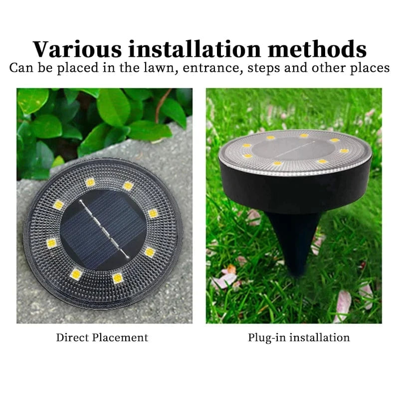 Verthara Solar Powered LED Ground Lights – In-Ground Installation – Waterproof - Durable ABS - Automatic Dusk to Dawn - Ideal for Garden and Pathway