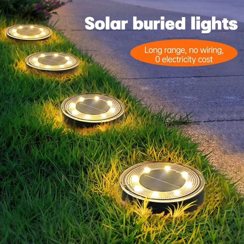 Verthara Solar Powered LED Ground Lights – In-Ground Installation – Waterproof - Durable ABS - Automatic Dusk to Dawn - Ideal for Garden and Pathway