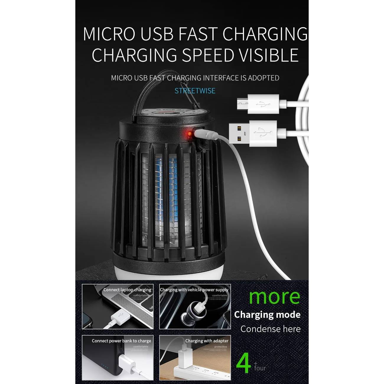 Verthara Solar-Powered Mosquito Bug Zapper Lamp with Light – Indoor and Outdoor Insect Trap, 2000mAh Battery, Energy Efficient Design