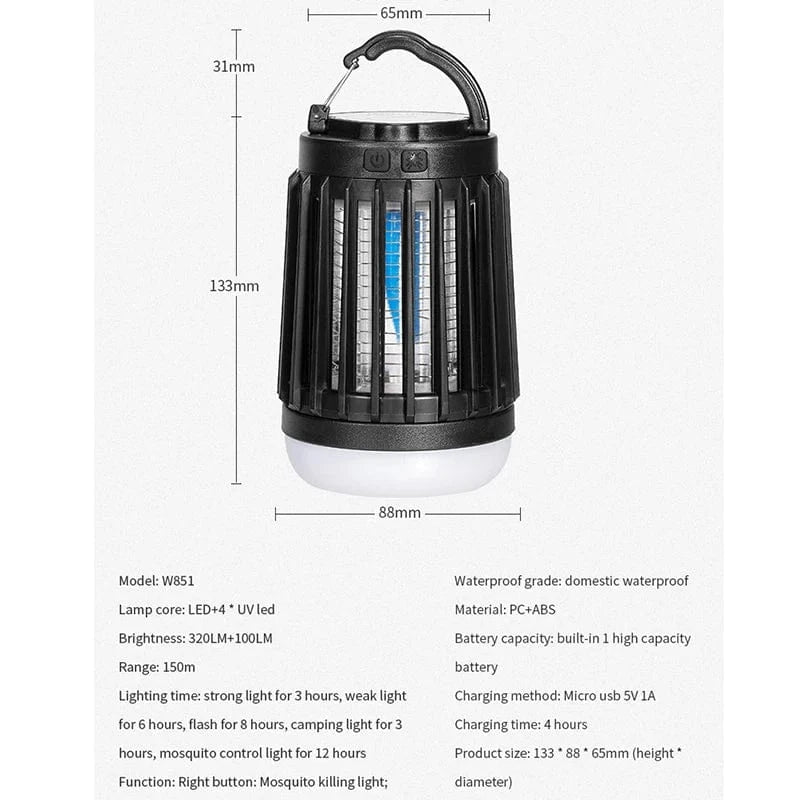 Verthara Solar-Powered Mosquito Bug Zapper Lamp with Light – Indoor and Outdoor Insect Trap, 2000mAh Battery, Energy Efficient Design
