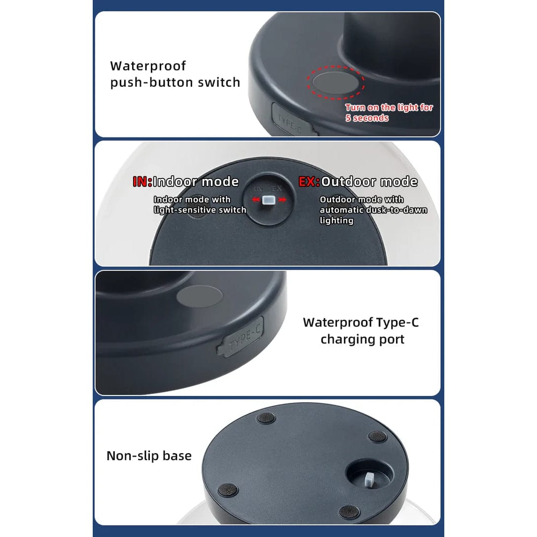 Verthara Solar Table Lamp - Rechargeable Cordless