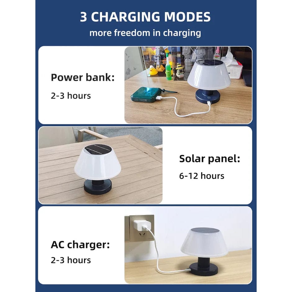 Verthara Solar Table Lamp - Rechargeable Cordless