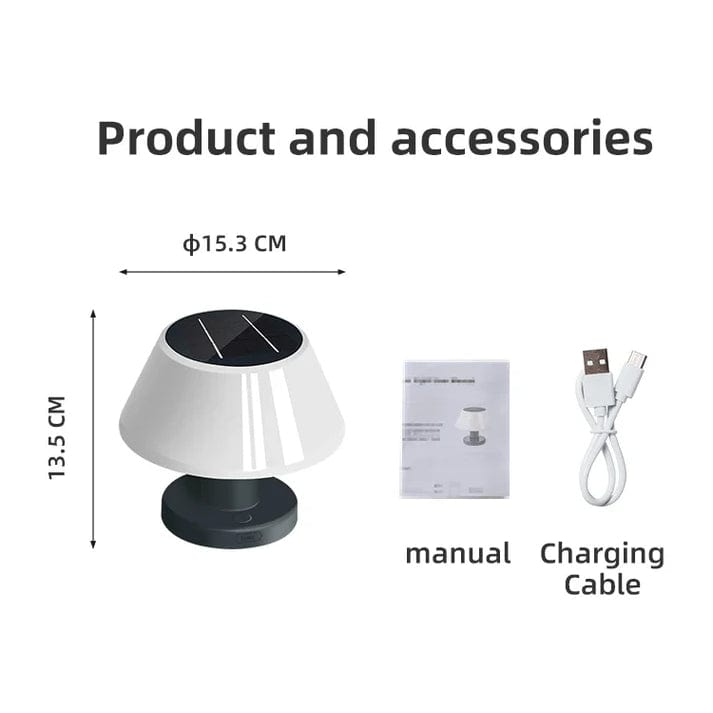 Verthara Solar Table Lamp - Rechargeable Cordless