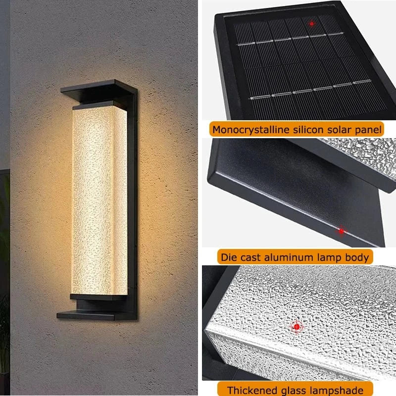 Verthara Solar Wall Light with Dusk to Dawn Sensor – Waterproof Outdoor Lantern for Patio and Garage