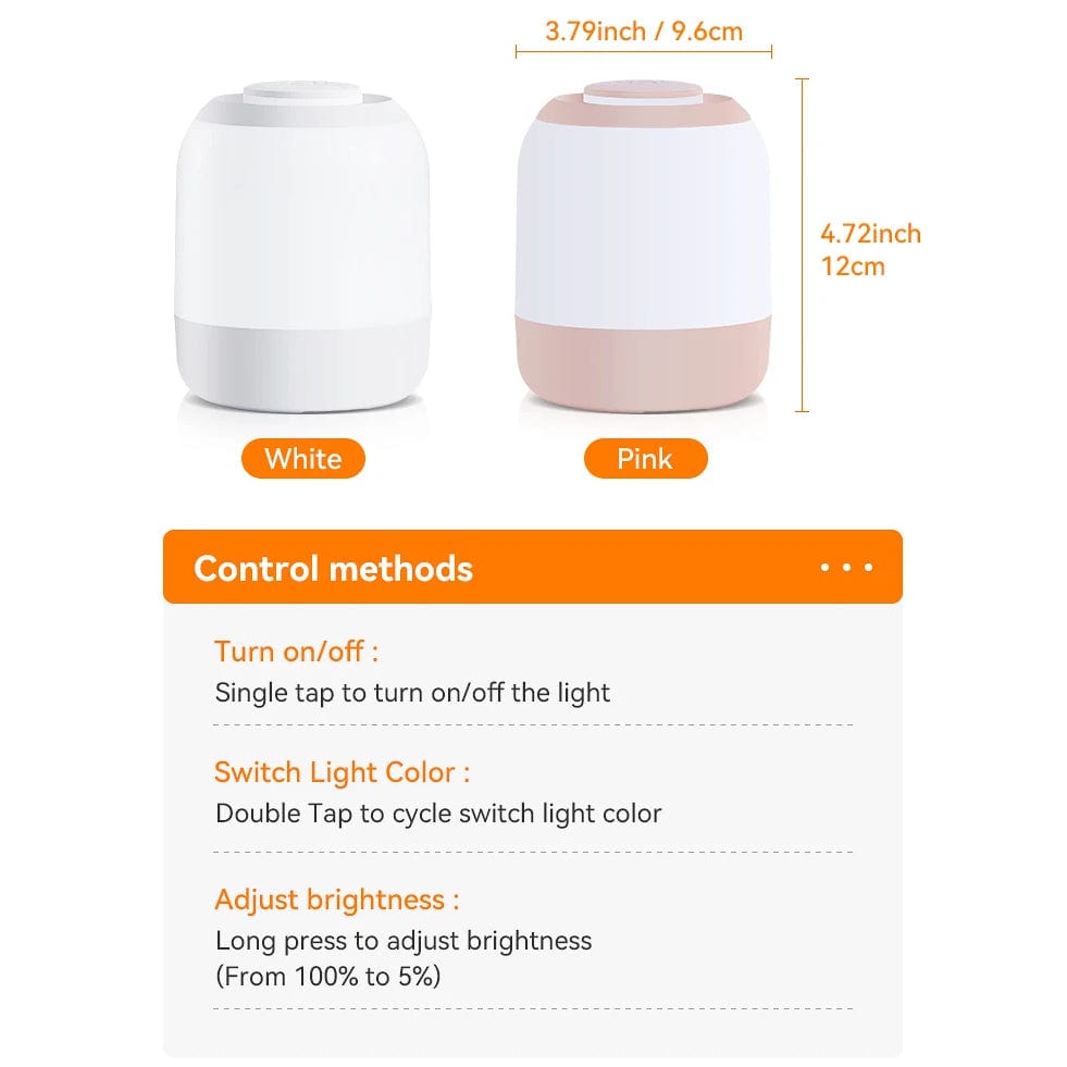 Verthara Touch Sensor LED Table Lamp - Portable Bedside Lamp for Kids with Warm White Light, USB Rechargeable and Energy Efficient